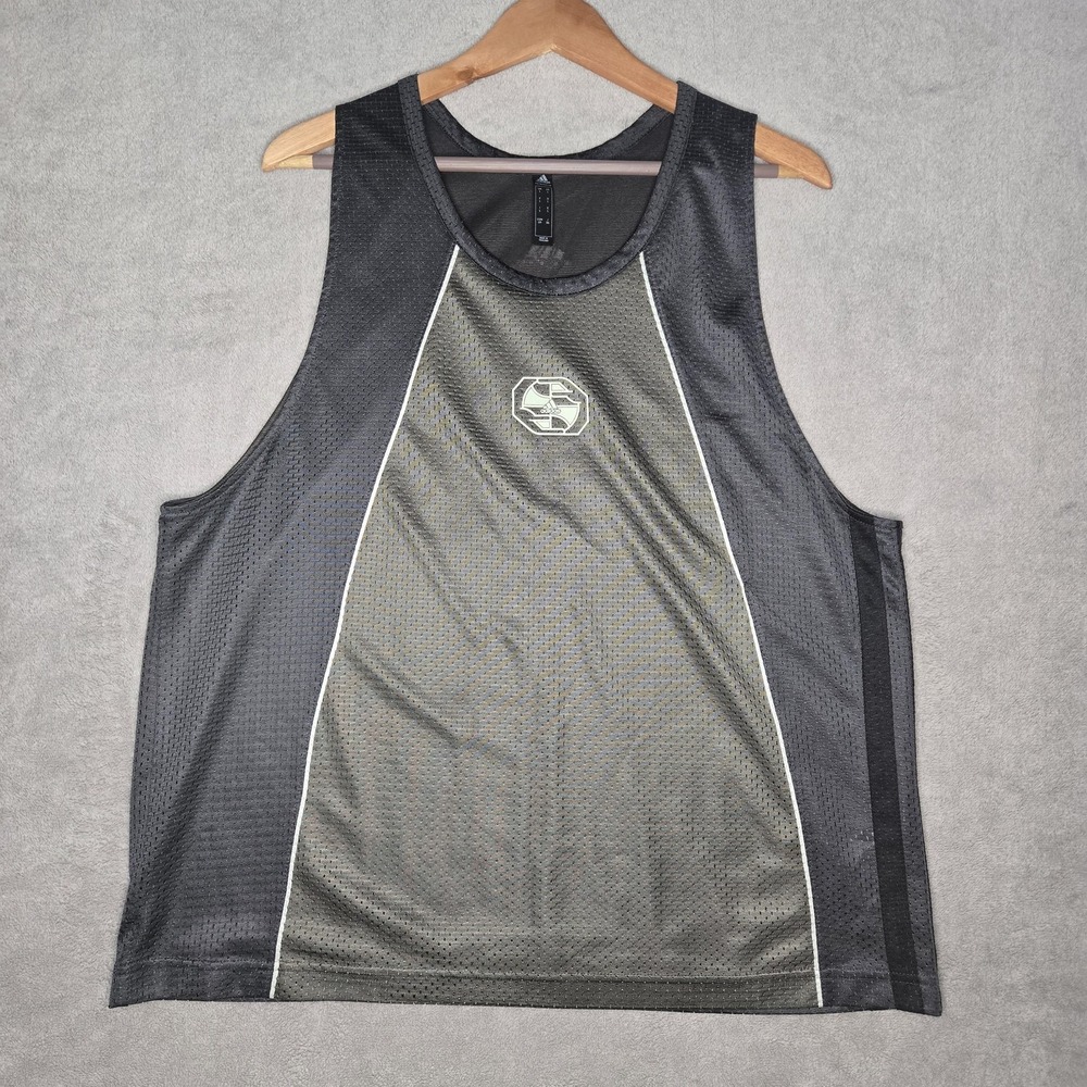 Adidas Primegreen Tank Top Mens L Black Gray Mesh Basketball Training Jersey